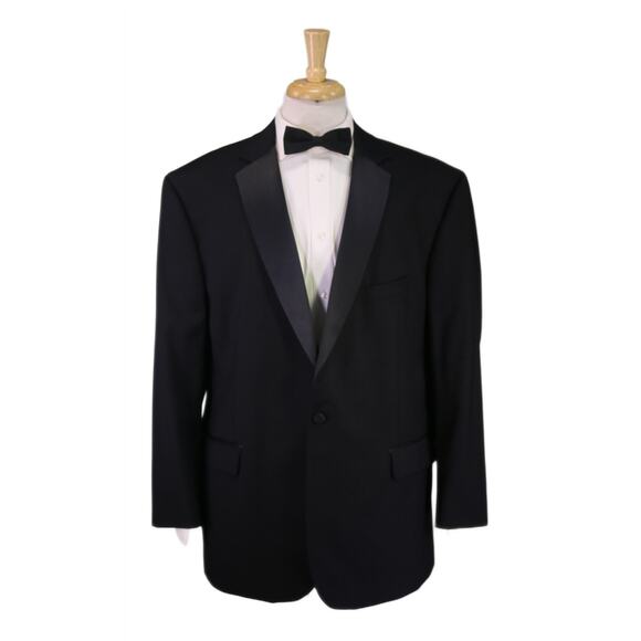 Jos A Bank Tailored Fit Stretch Wool Black 1-Btn Notch Tuxedo Formal Suit 50R - Picture 1 of 12
